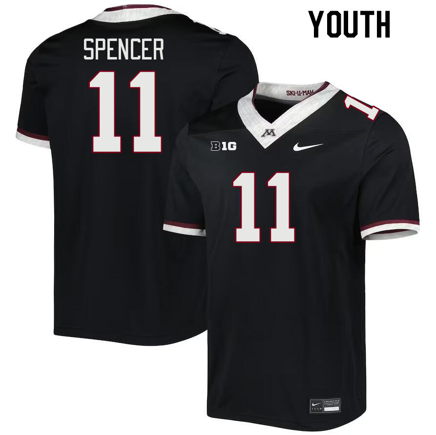 Youth #11 Elijah Spencer Minnesota Golden Gophers College Football Jerseys Stitched-Black